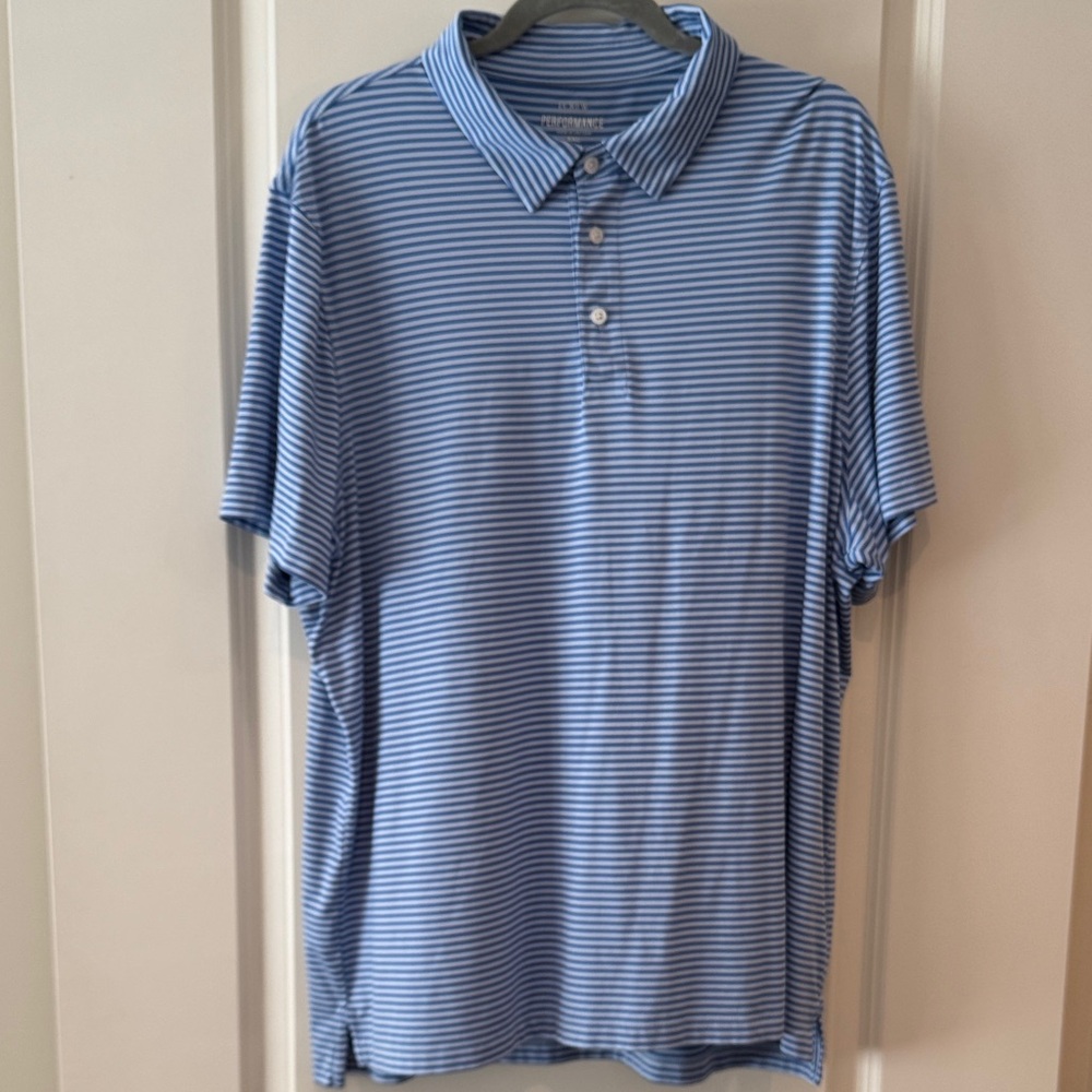 J. Crew Men's blue and light blue Striped Polo